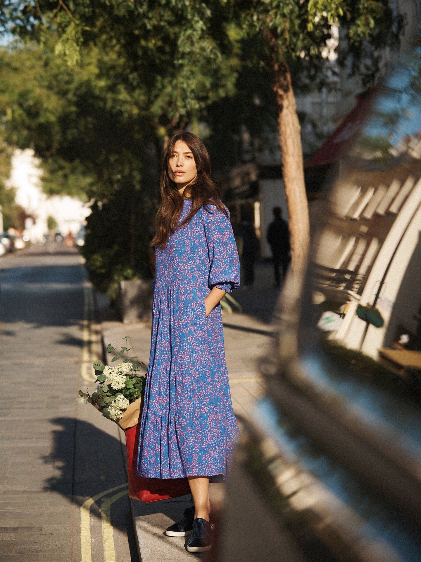 Naomi blue petal print dress