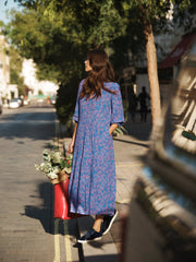 Naomi blue petal print dress