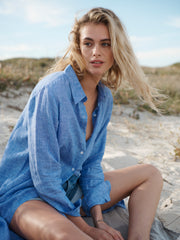 Phil linen shirt dress - Bright Blue