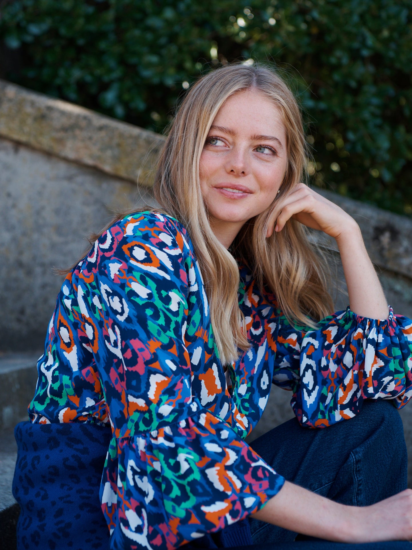Ophelia silk feather print shirt