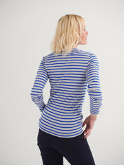 Billie cotton rib stripe t-shirt - Cobalt/Grey
