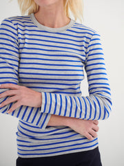 Billie cotton rib stripe t-shirt - Cobalt/Grey