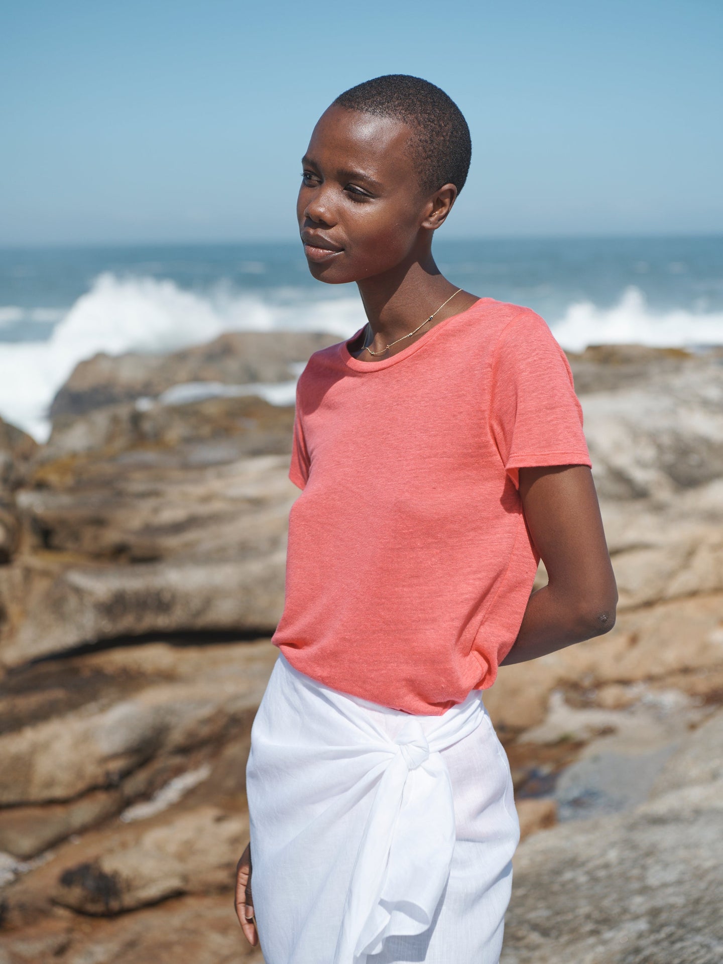 Himari linen wrap skirt - White