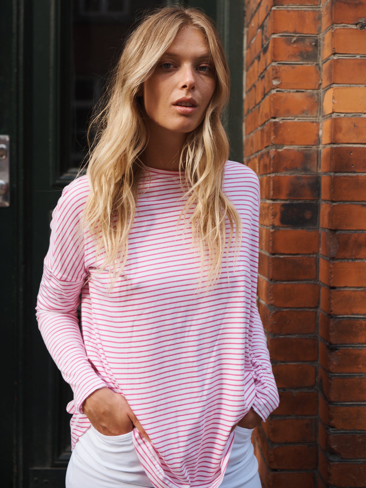 Faye cotton oversized t-shirt - Pink / White