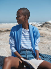 Sleeveless Suzie cashmere cardigan - Heathered Bluebell