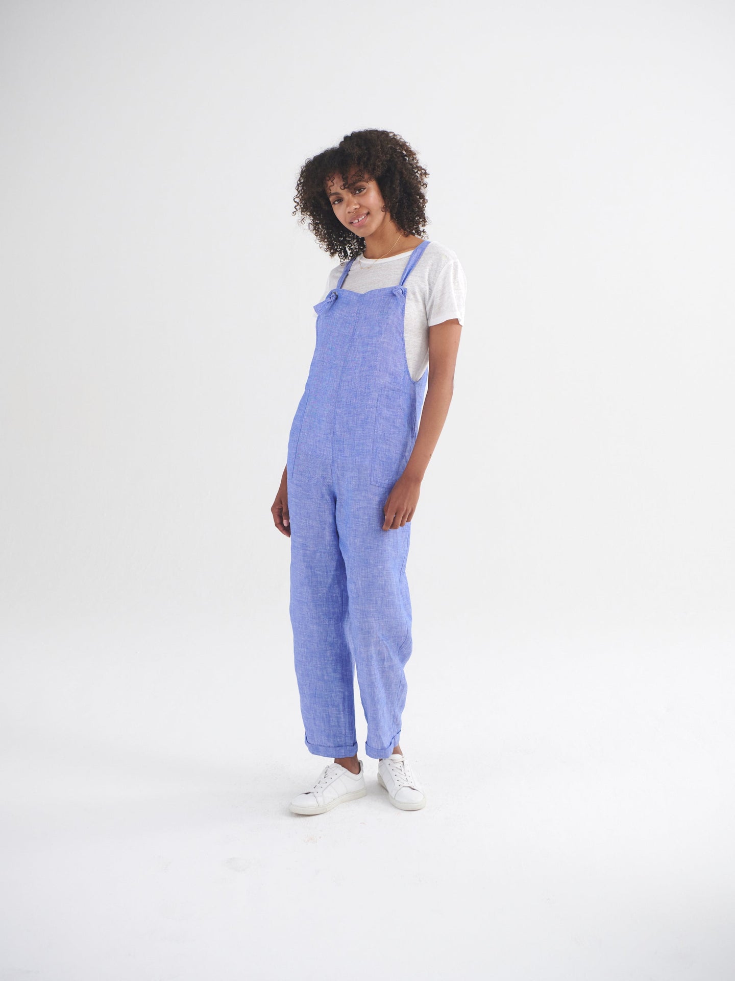 Carrie linen dungaree - Bright Blue