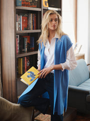 Sleeveless Suzie cashmere cardigan - Heathered Bluebell