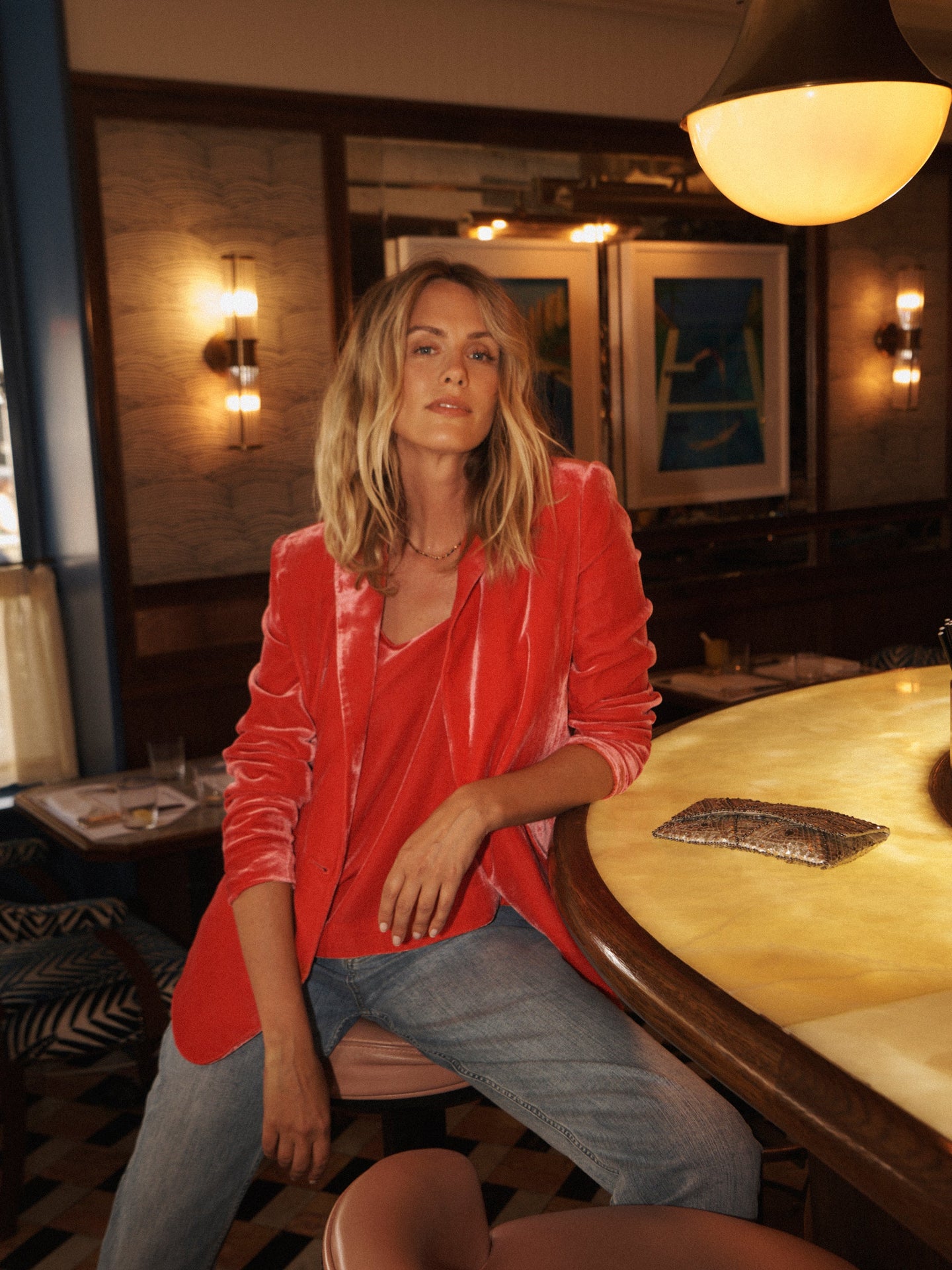 New May silk blend velvet jacket - Hibiscus