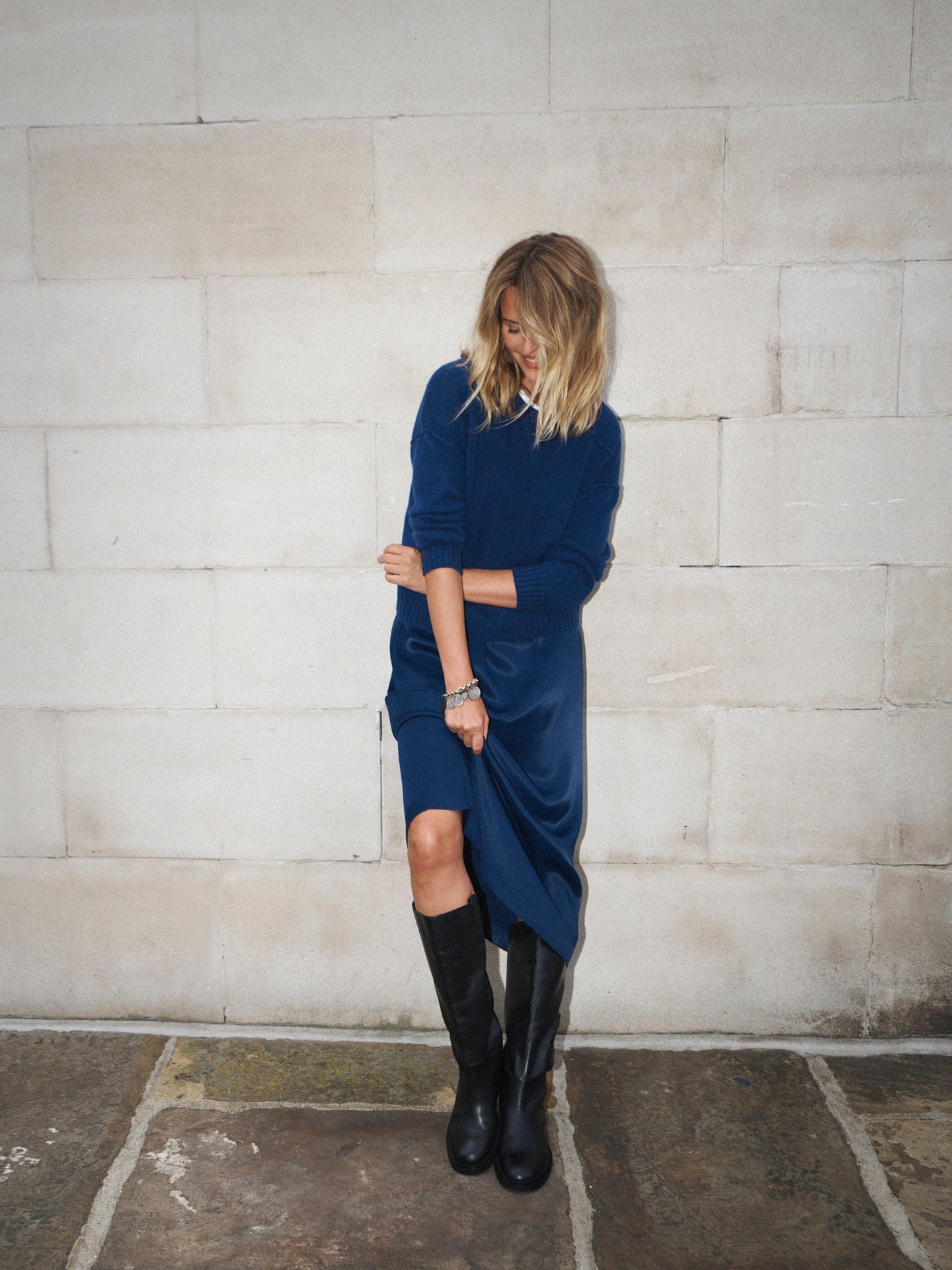 Giselle satin reversible dress - Midnight