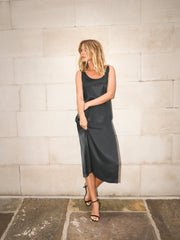 Giselle satin reversible dress - Khaki