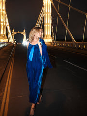 Lettie silk blend velvet jumpsuit - Lapis Blue