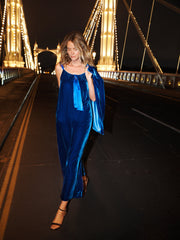 Lettie silk blend velvet jumpsuit - Lapis Blue