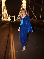 Lettie silk blend velvet jumpsuit - Lapis Blue