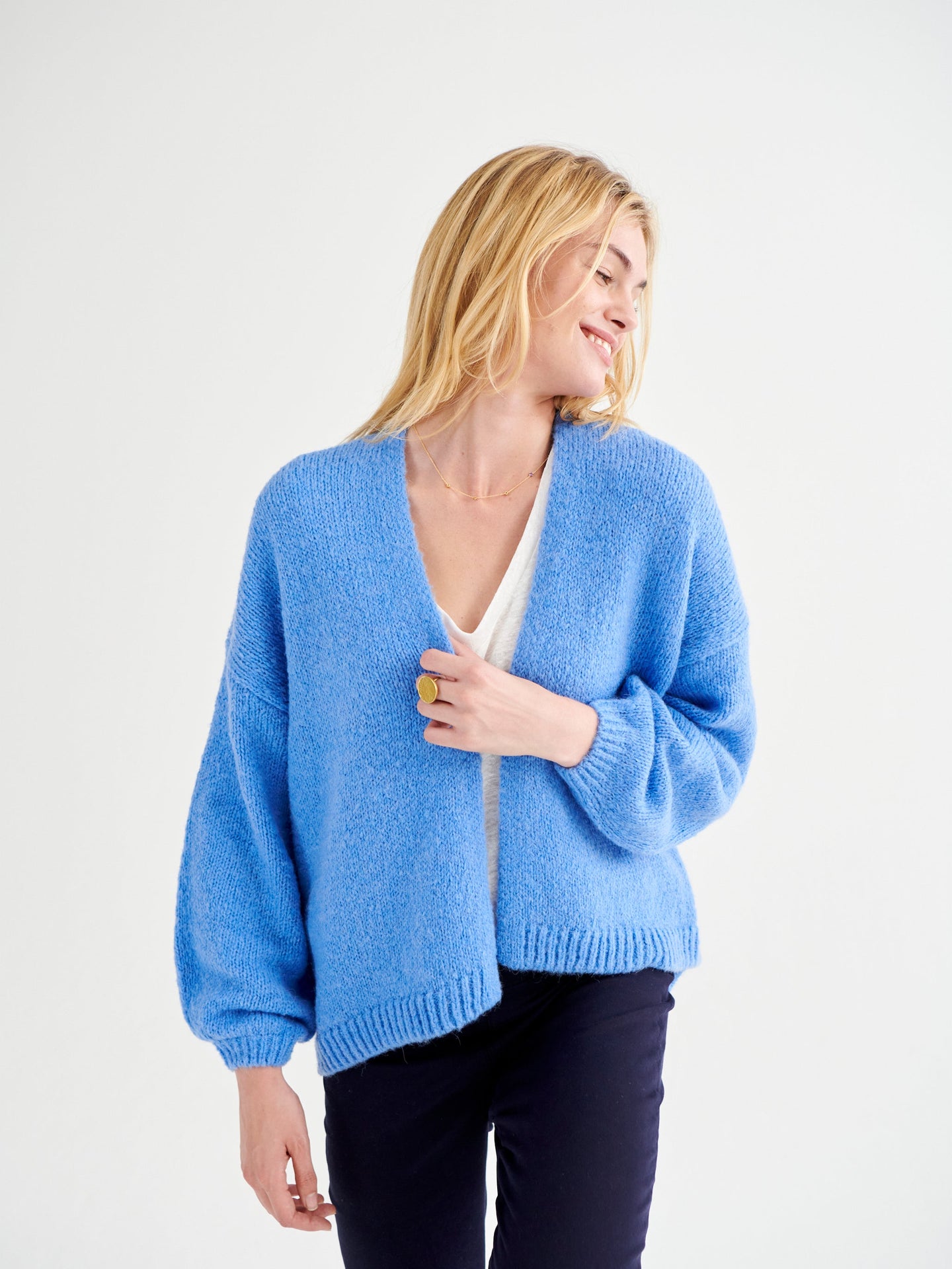 Misha alpaca blend cardigan - Blue