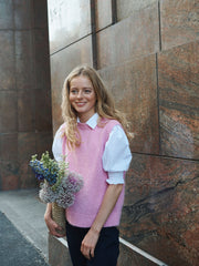 Rosie crew neck chunky knit tank - Pink