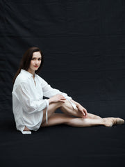 Romi jersey and cotton tie cuff shirt - White