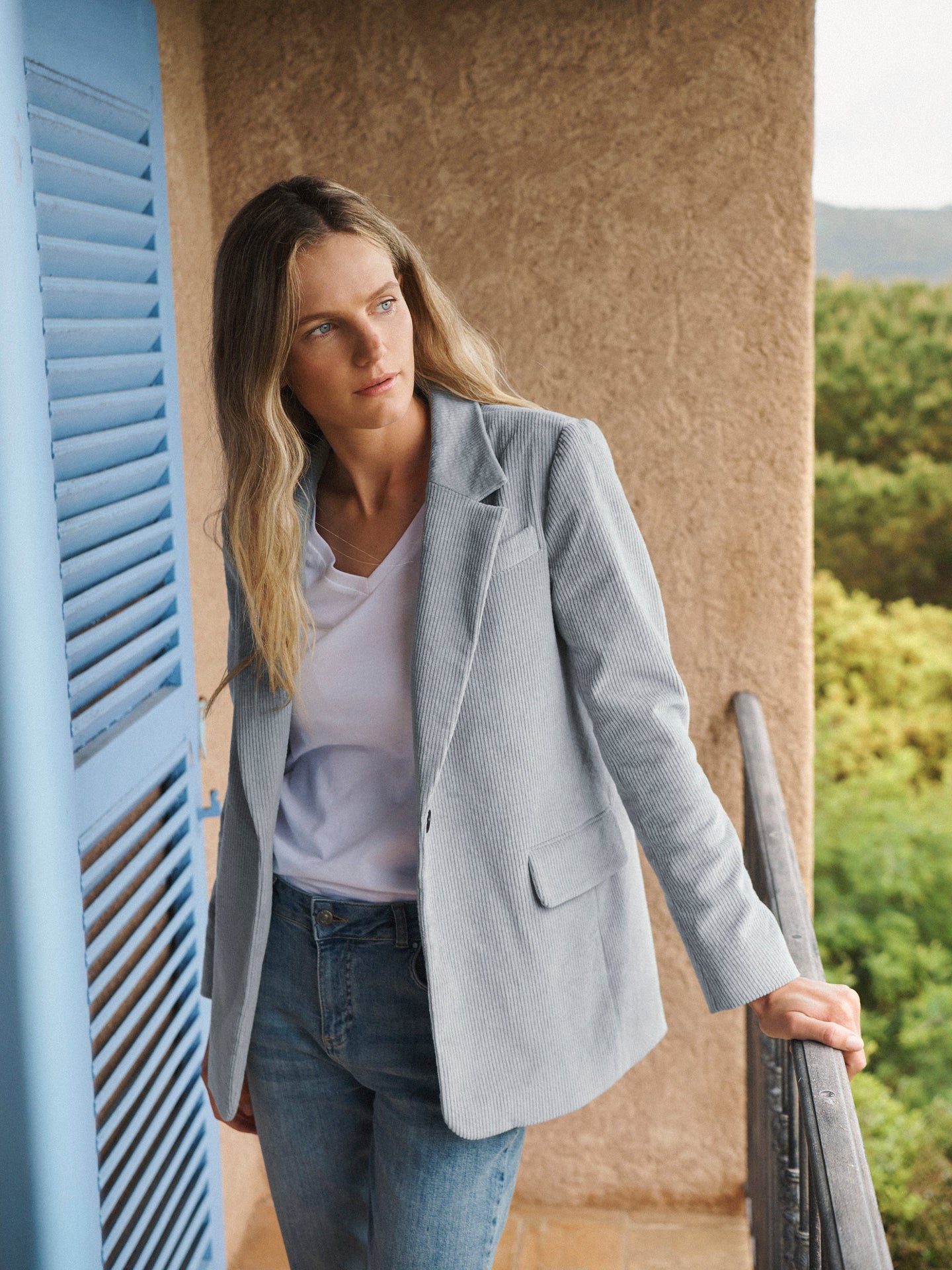 Bryony oversized cord blazer - Light Grey