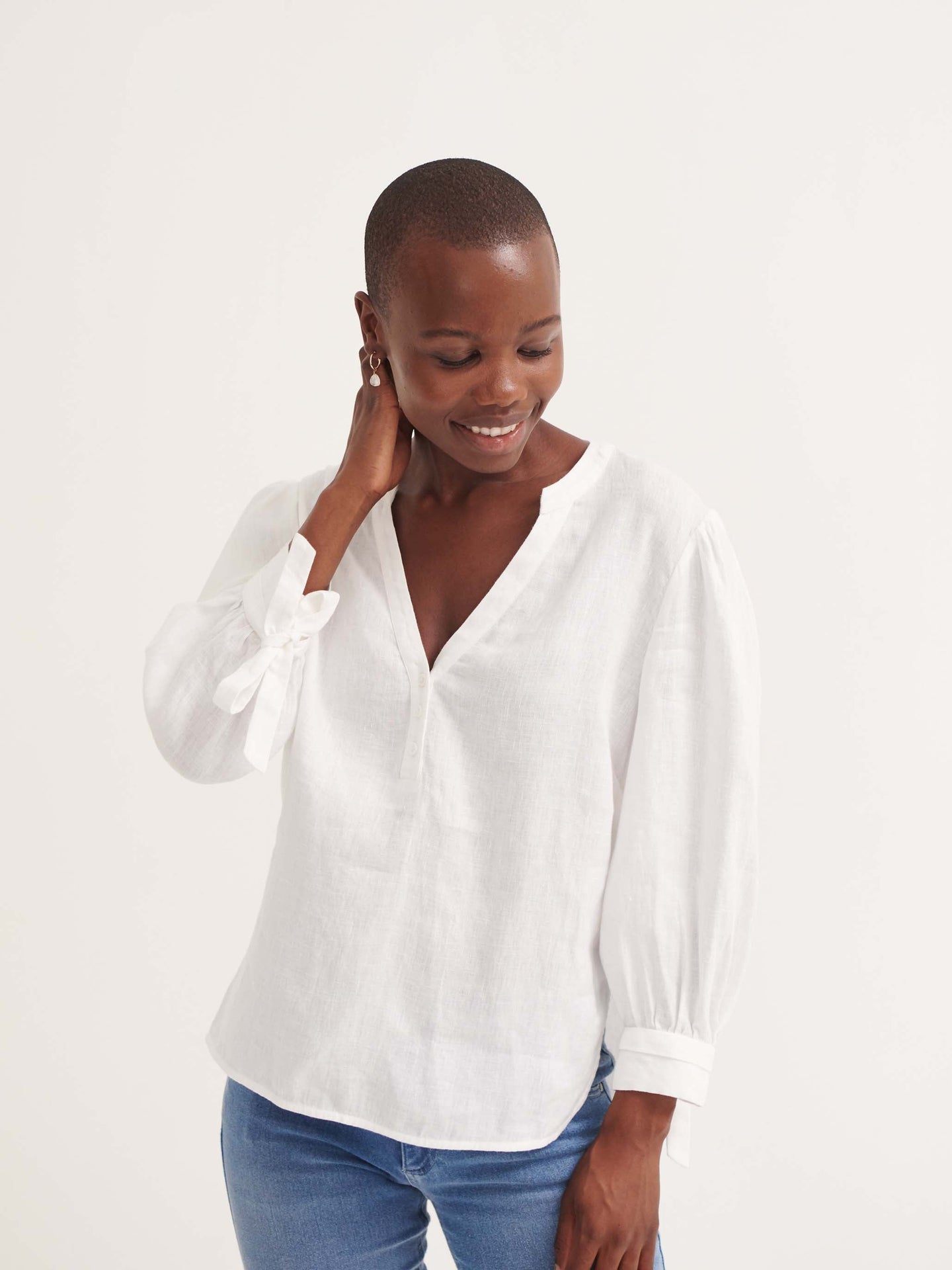 Heidi linen tie cuff shirt