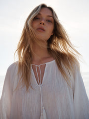 Annabel cotton smock top - White