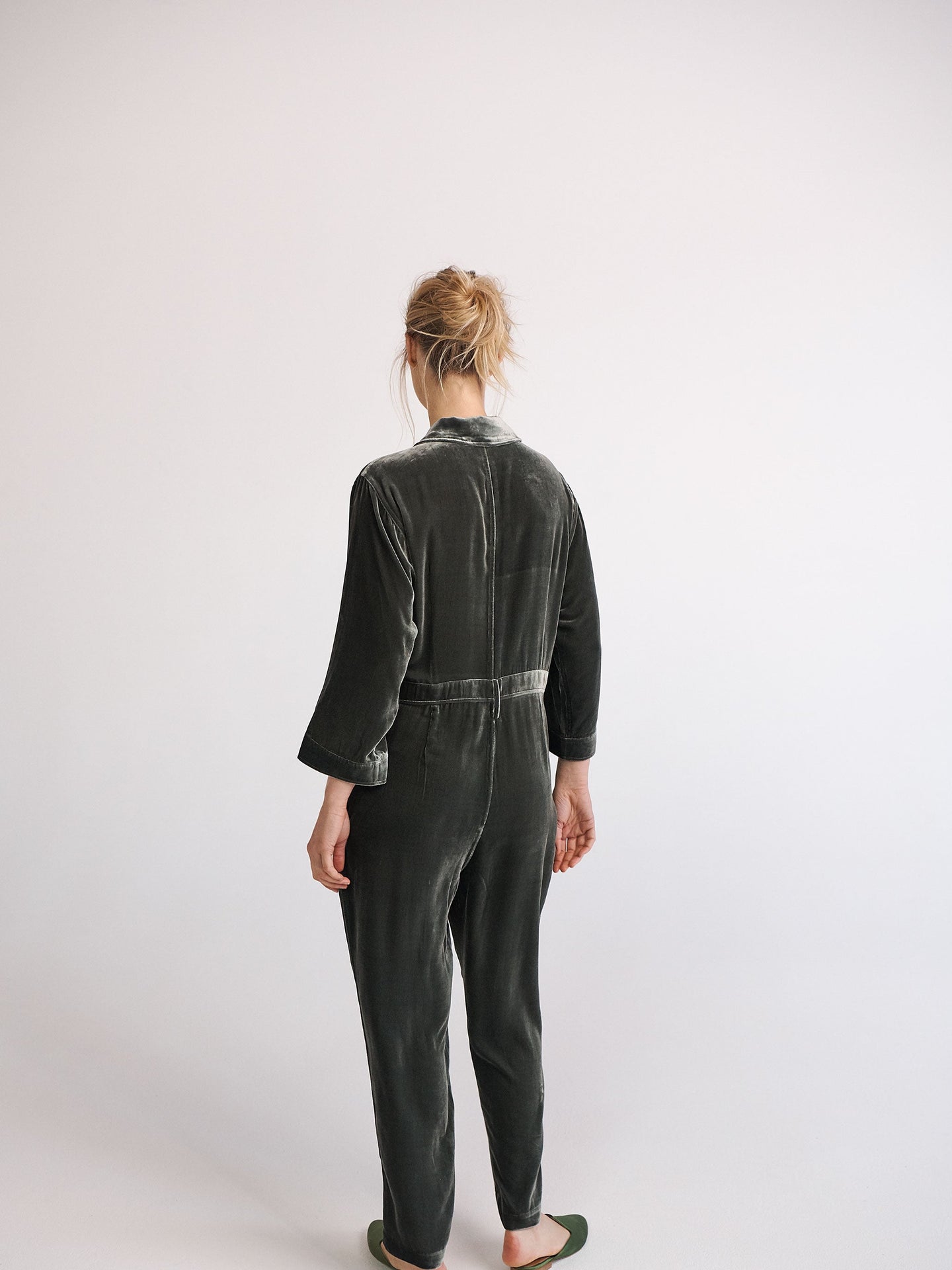 Pip silk blend velvet jumpsuit - Khaki