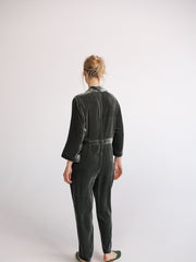 Pip silk blend velvet jumpsuit - Khaki