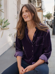 Patti silk blend velvet shirt - Blackberry