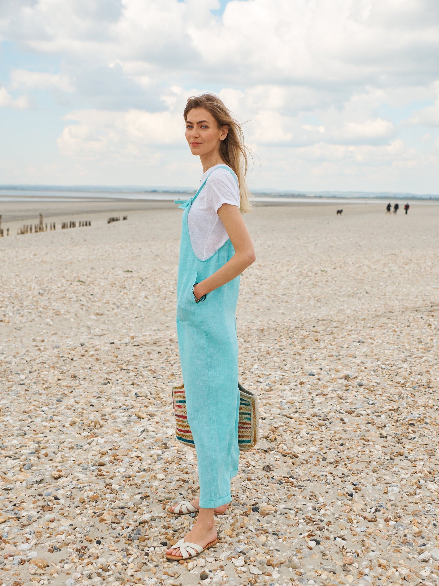 Carrie linen dungaree - Jade