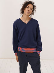 Lily cashmere blend stripe trim hoodie