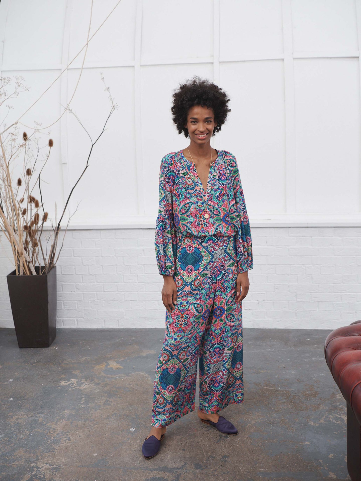 Ellie silk paisley palazzo pant