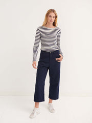 Billie cotton rib stripe t-shirt - Grey / Blue