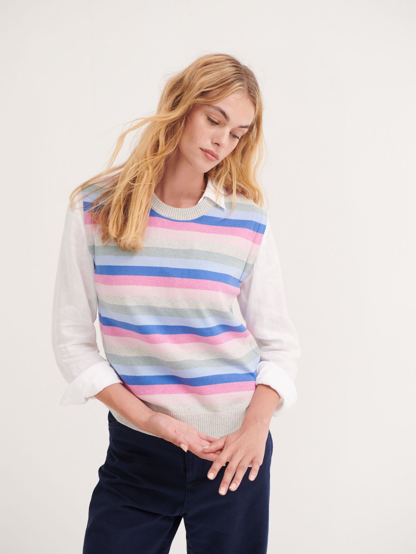 Shanie cotton cashmere multistripe tank