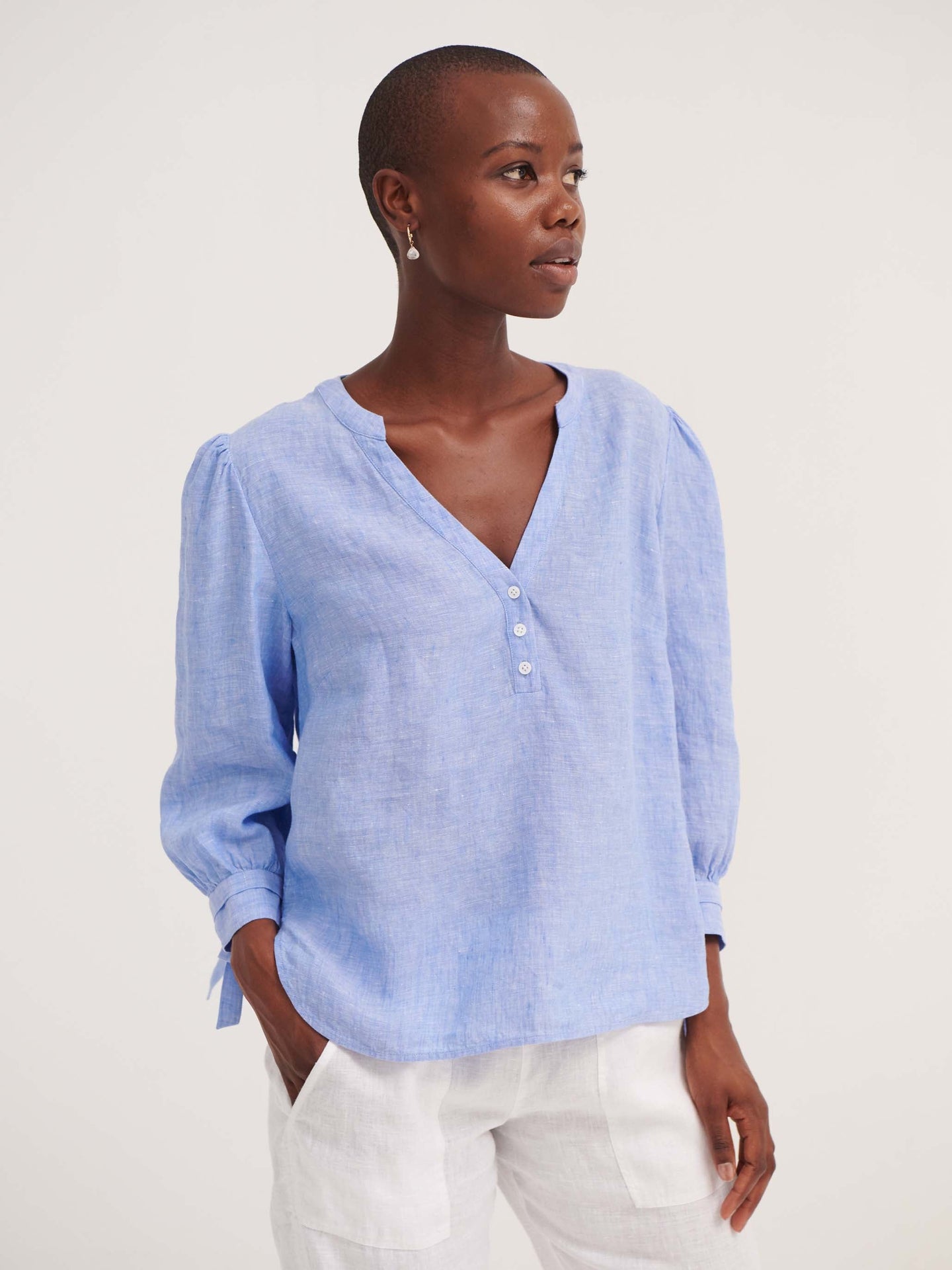 Heidi linen tie cuff shirt