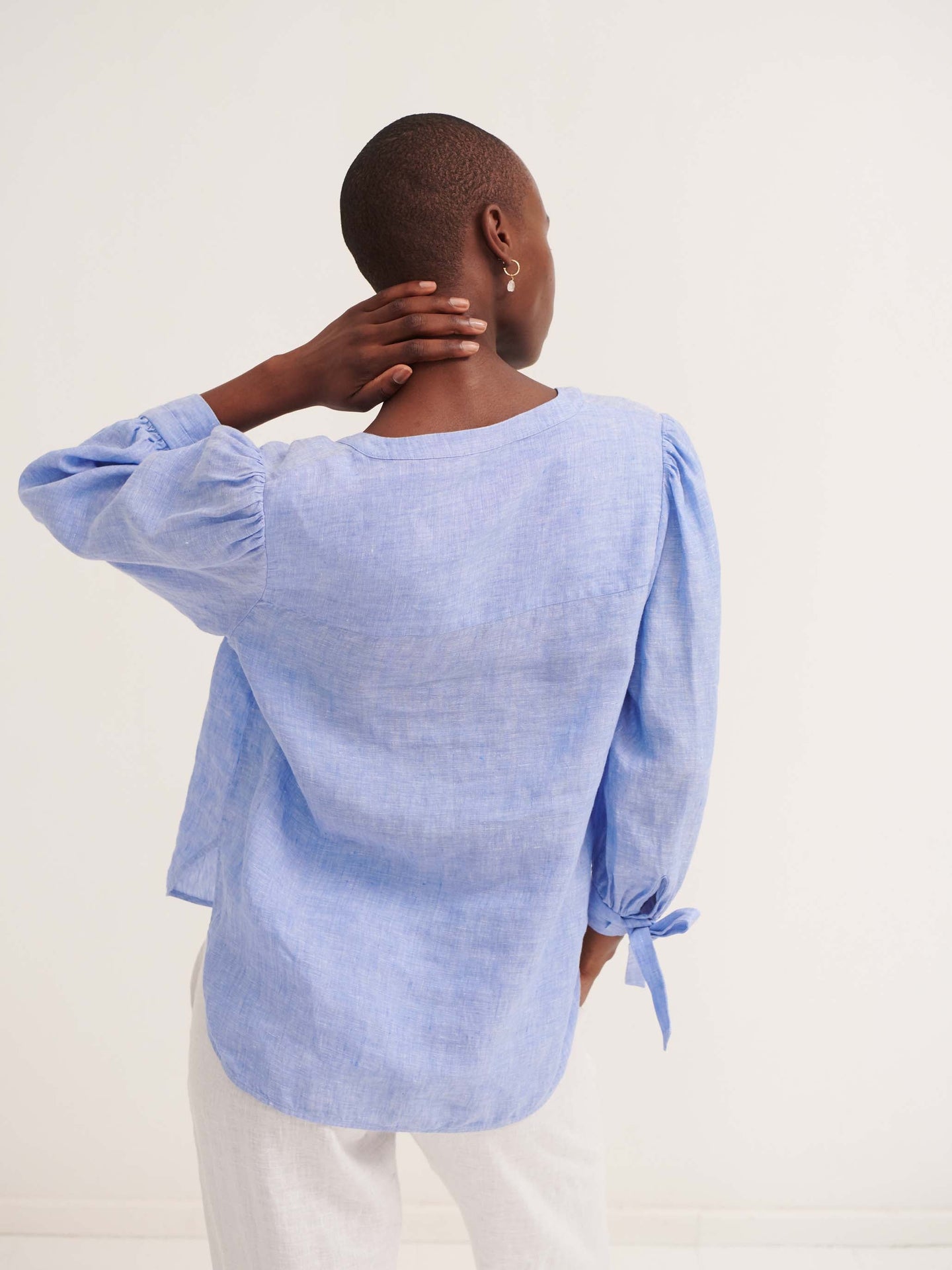 Heidi linen tie cuff shirt