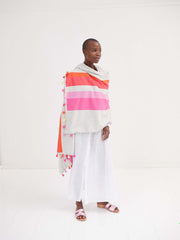 Ems multistripe tassel scarf