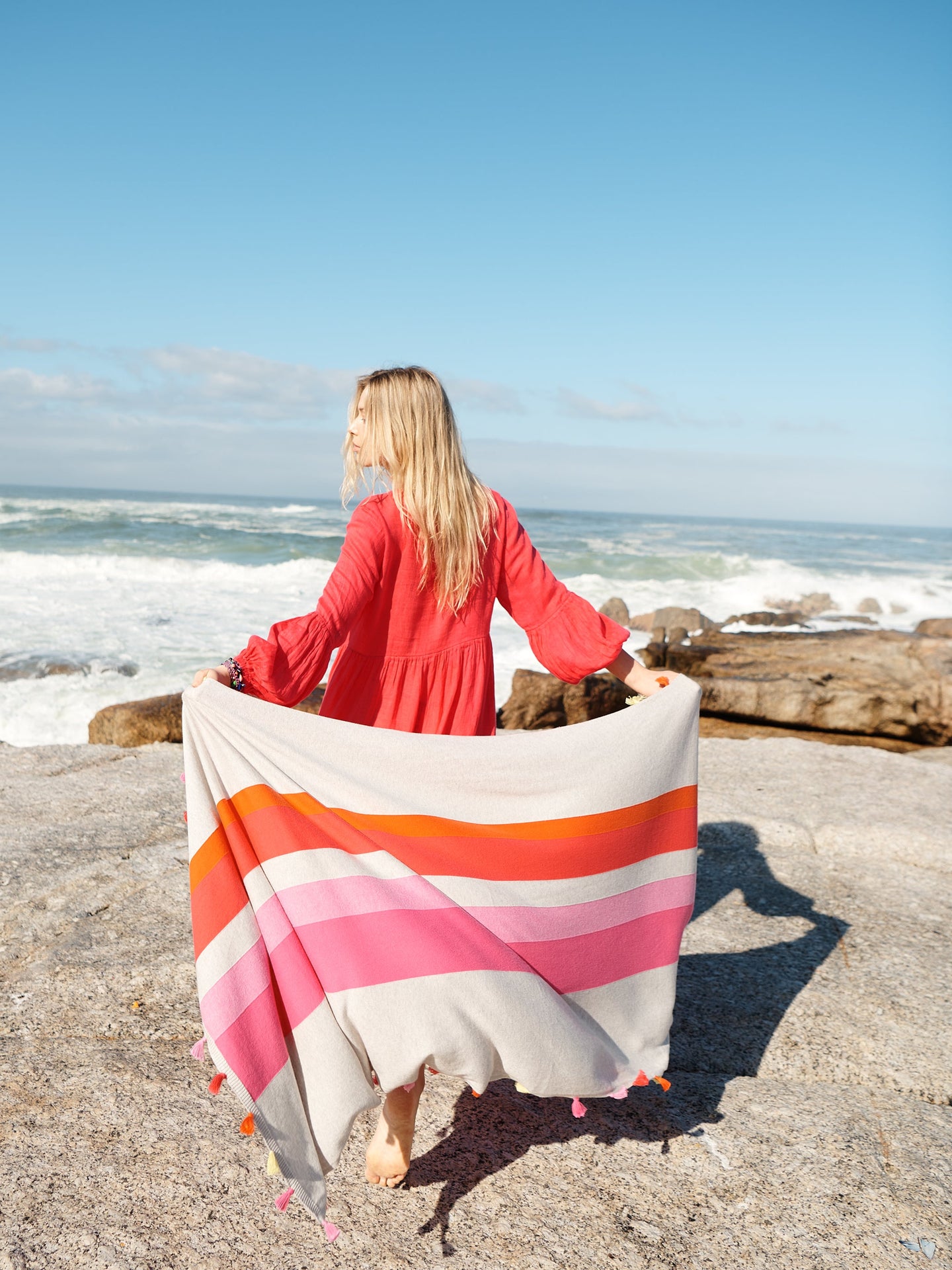 Ems multistripe tassel scarf