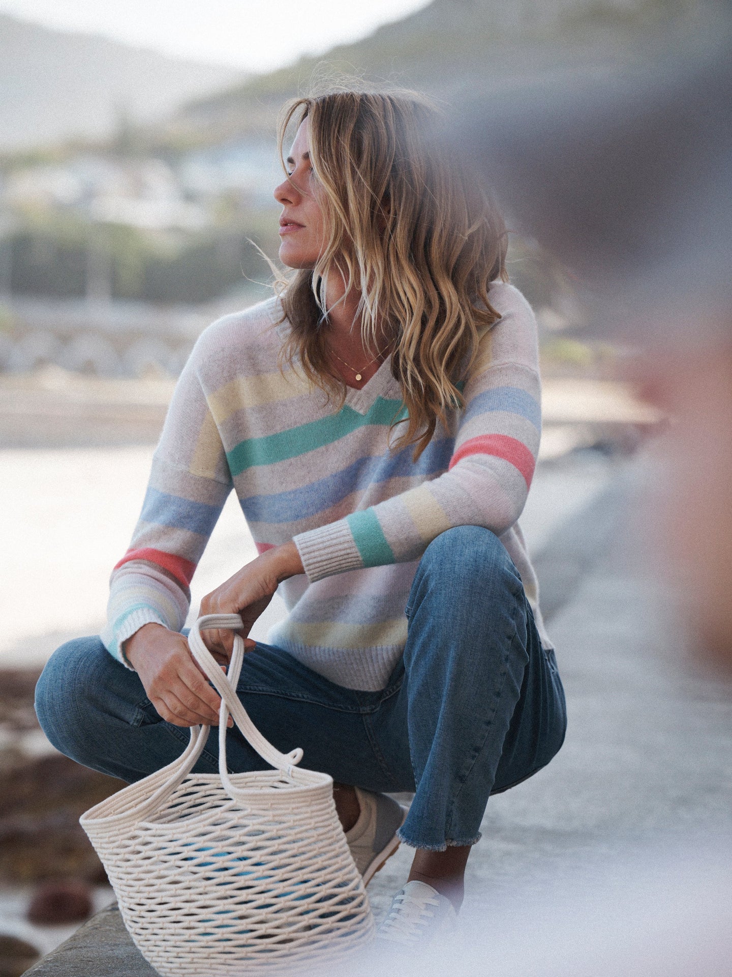 Sydney cashmere V-Neck striped sweater