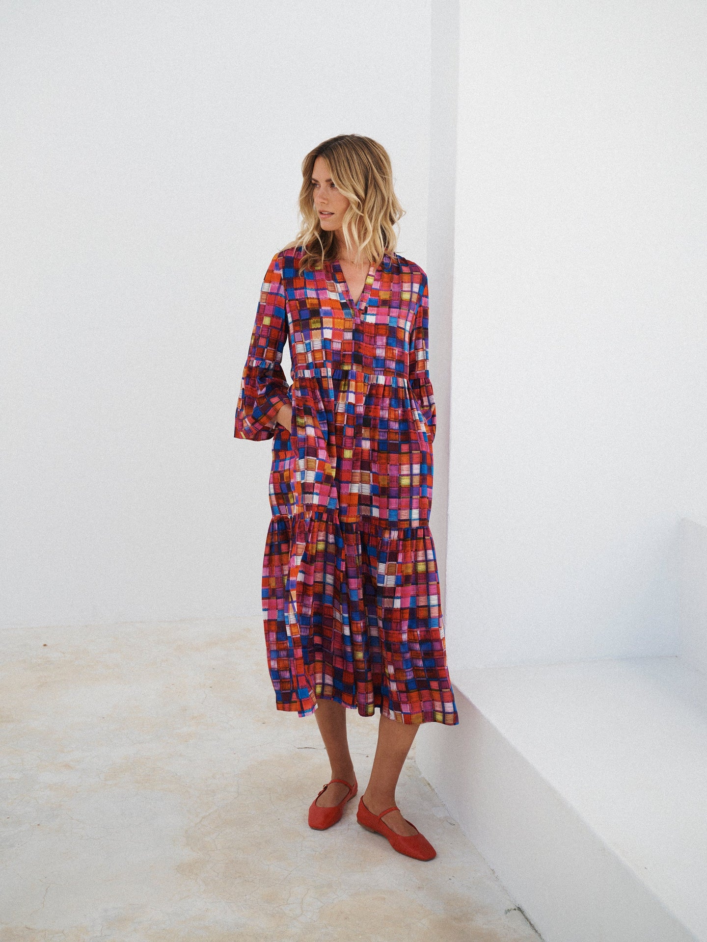 Gracelyn silk etched square dress