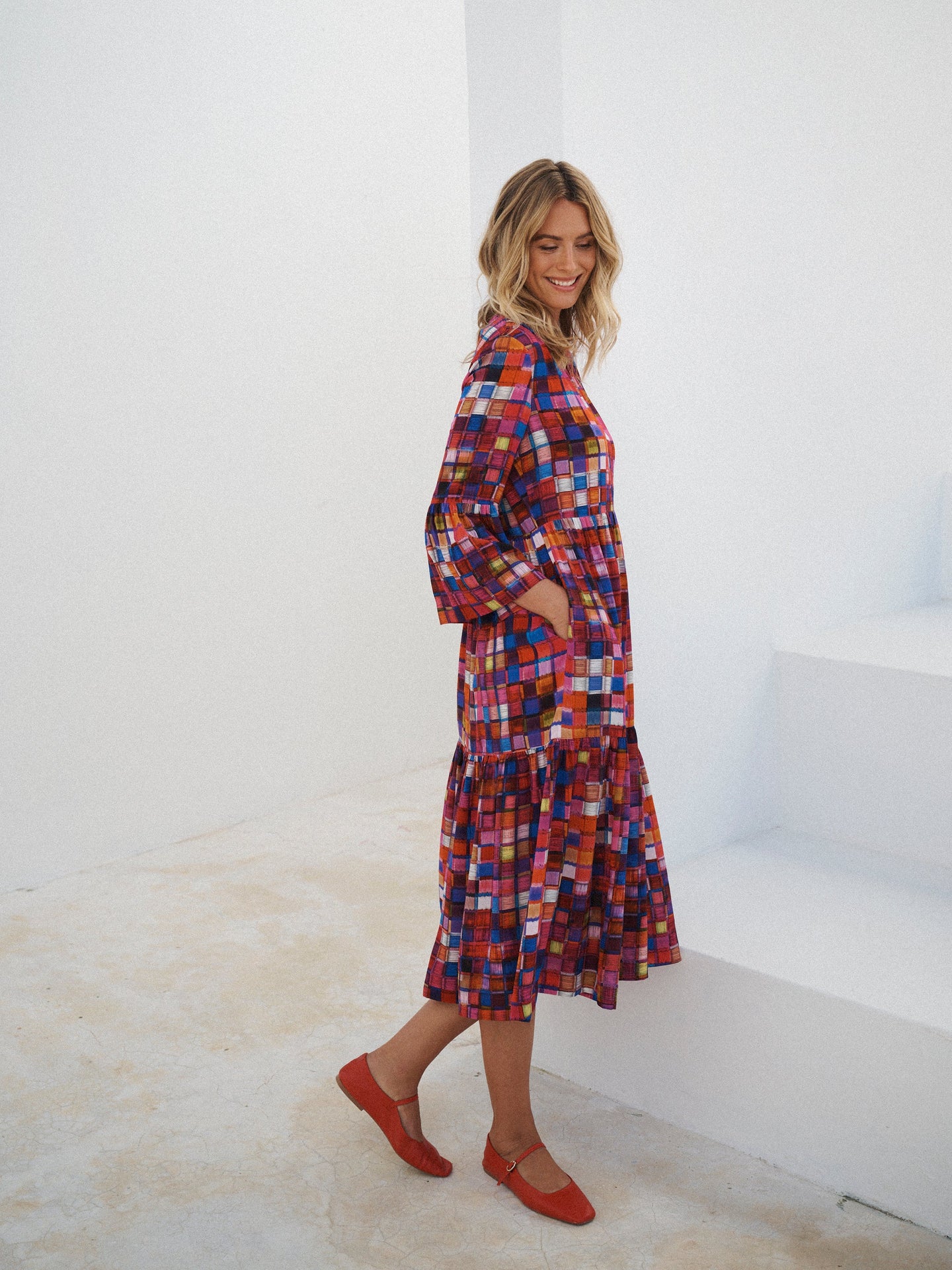 Gracelyn silk etched square dress