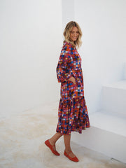 Gracelyn silk etched square dress