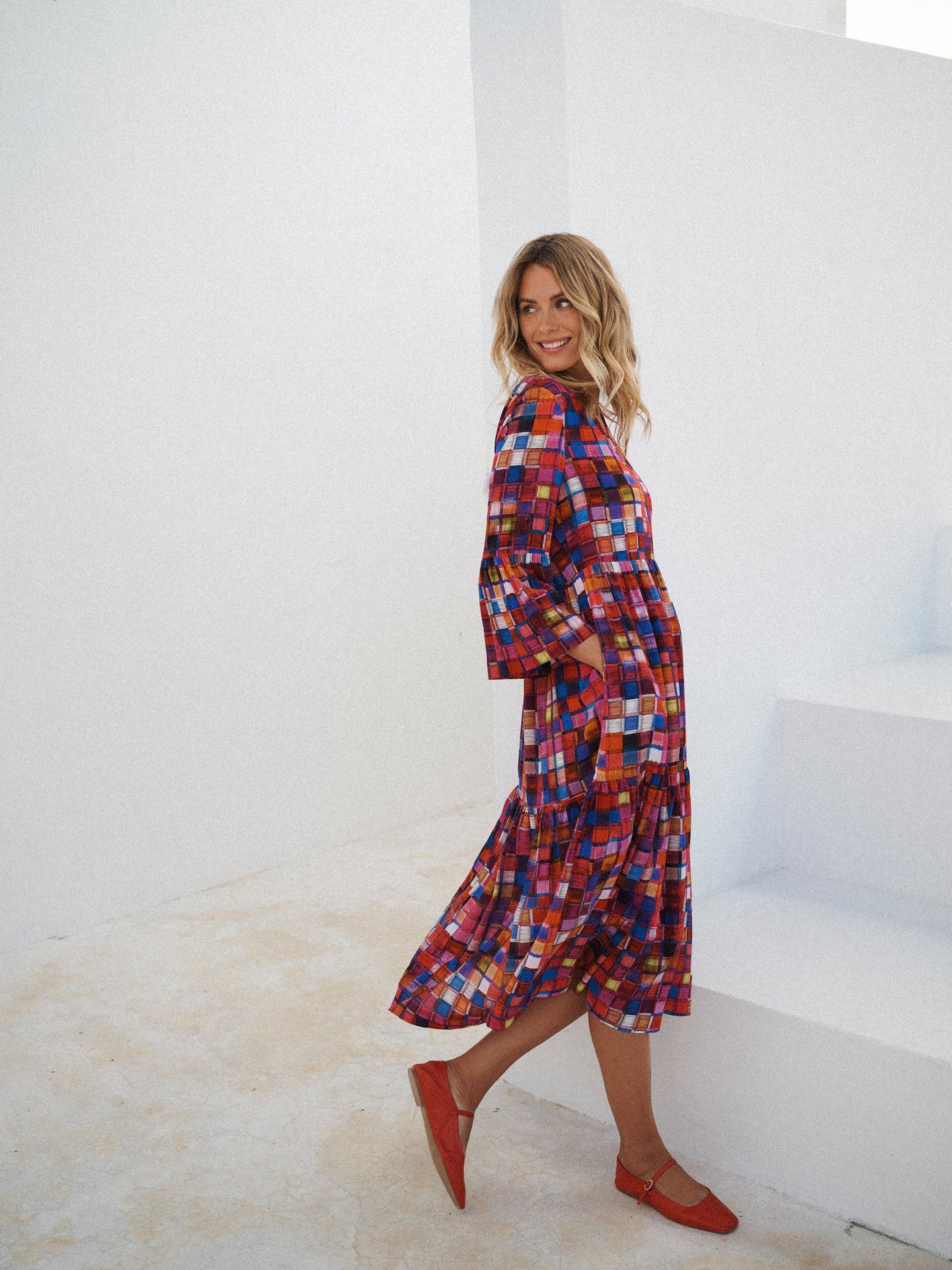 Gracelyn silk etched square dress