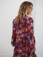 Gracelyn silk etched square dress