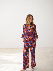 Thea silk etched square trousers