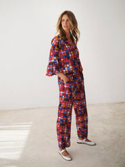 Thea silk etched square trousers