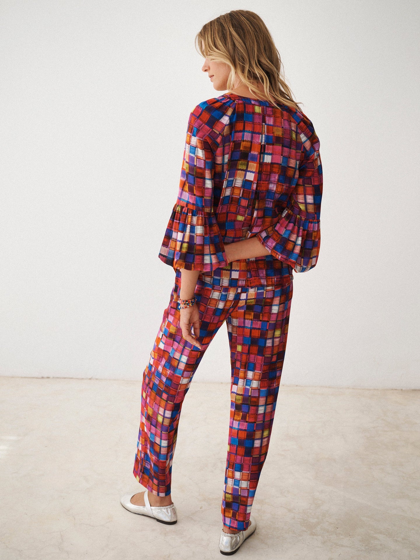 Thea silk etched square trousers