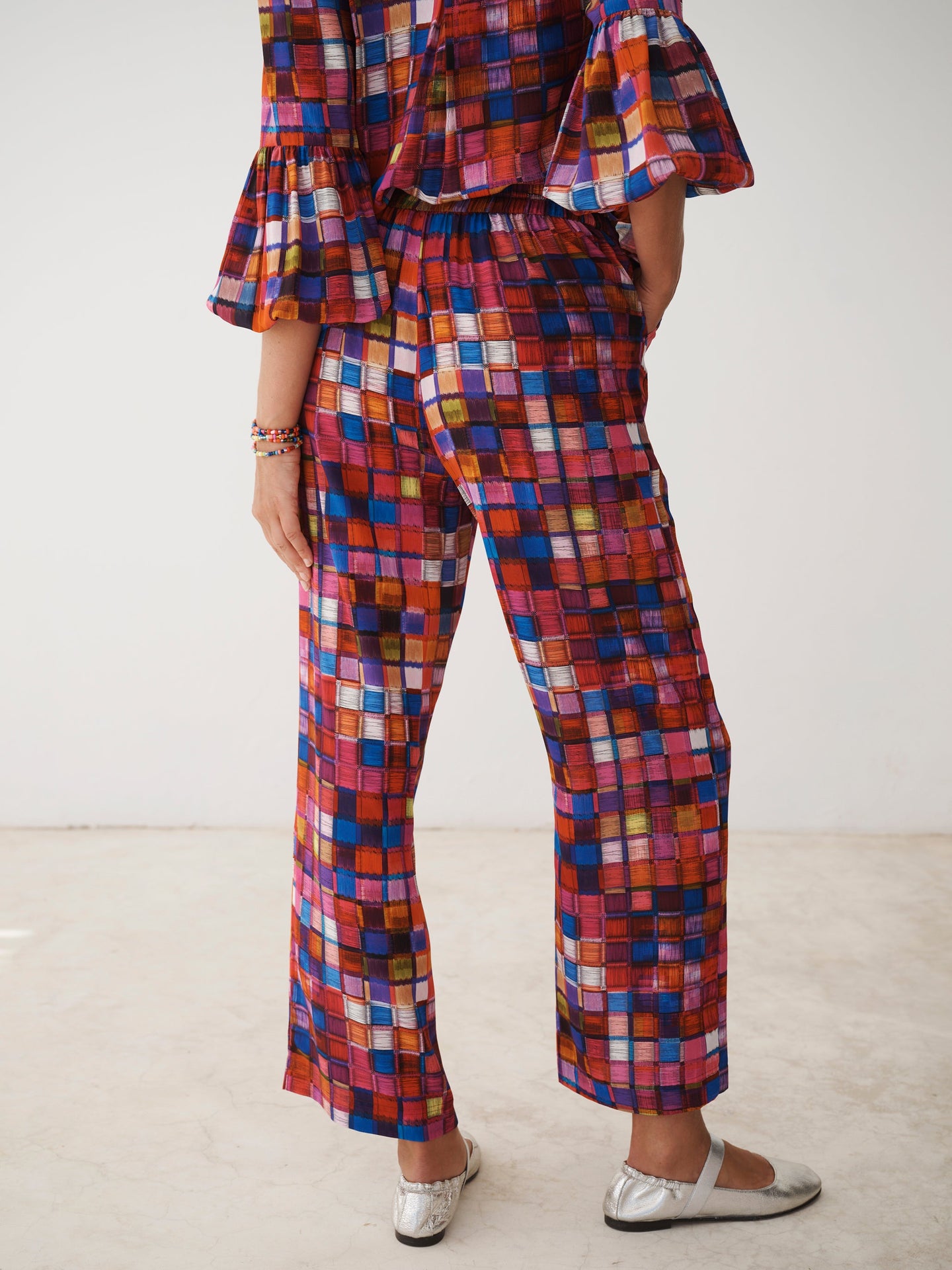 Thea silk etched square trousers