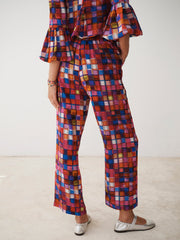 Thea silk etched square trousers