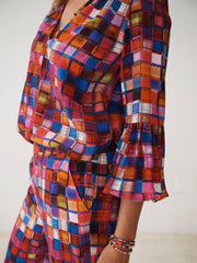 Ophelia silk etched square shirt