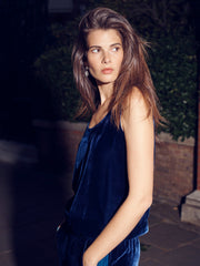 Violet silk blend velvet vest - Midnight