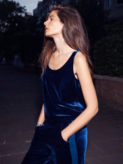 Violet silk blend velvet vest - Midnight