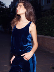 Violet silk blend velvet vest - Midnight